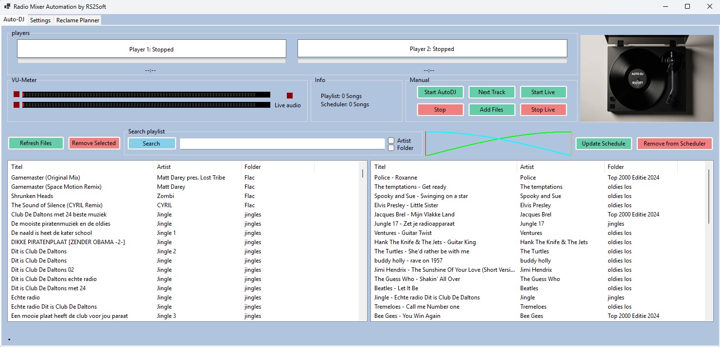 RadioAutomation hoofdscherm